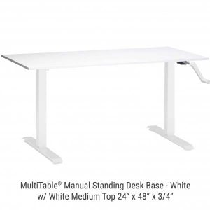 Manual Standing Desk White Base Medium White Top