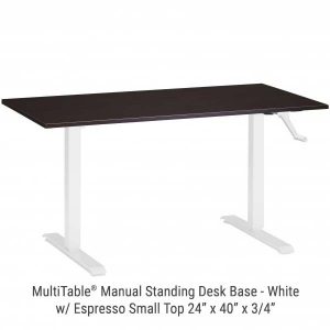 Manual Standing Desk White Base Small Espresso Top