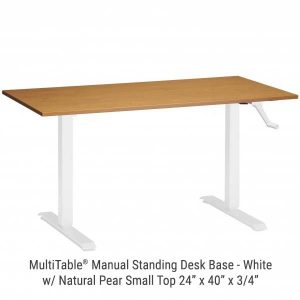 Manual Standing Desk White Base Small Natural Pear Top