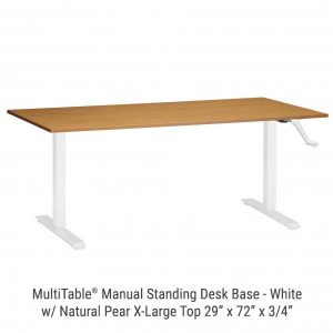 Manual Standing Desk White Base X Large Natural Pear Top