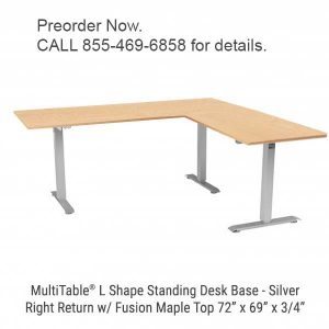 Electric L Shaped Standing Desk Base Silver Return On Right Fusion Maple Top New