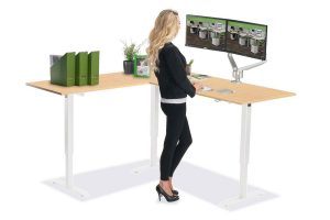 L Shaped Standing Desk White L 1 Fusion Maple Top MultiTable