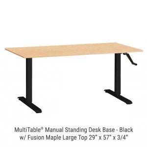 Manual Standing Desk Black Base Large Fusion Maple Top New
