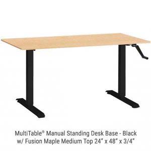 Manual Standing Desk Black Base Medium Fusion Maple Top New