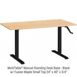 Manual Standing Desk Black Base Small Fusion Maple Top New