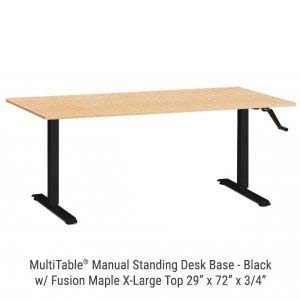 Manual Standing Desk Black Base X Large Fusion Maple Top New
