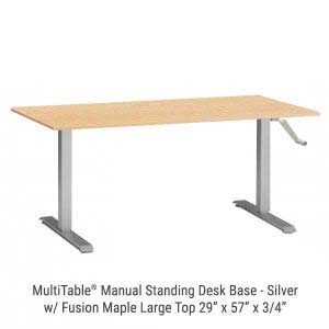 Manual Standing Desk Silver Base Large Fusion Maple Top New