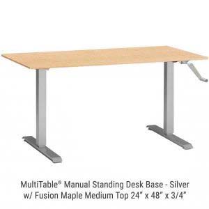 Manual Standing Desk Silver Base Medium Fusion Maple Top New