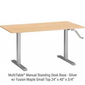 Manual Standing Desk Silver Base Small Fusion Maple Top New