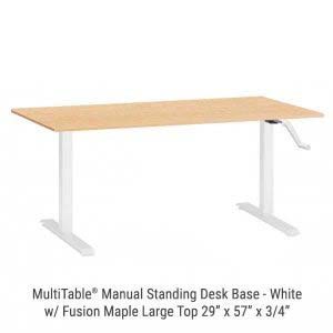Manual Standing Desk White Base Large Fusion Maple Top New