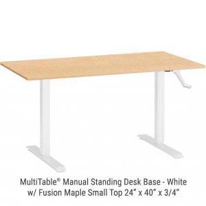 Manual Standing Desk White Base Small Fusion Maple Top New