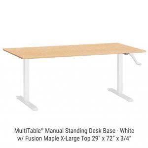 Manual Standing Desk White Base X Large Fusion Maple Top New