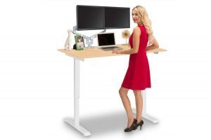 Electric Height Adjustable Computer Desk Large Fusion Maple DeskTop MultiTable