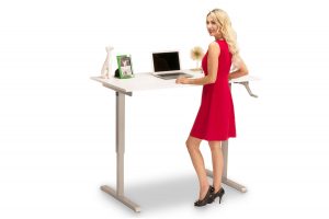 Hand Crank Height Adjustable Standing Desk With Large White Desktop MultiTable