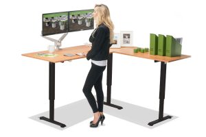 L Shaped Standing Desk Black R 1 Natural Pear Top MultiTable