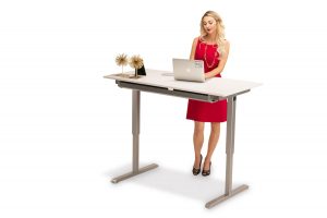 MultiTable Hand Crank Height Adjustable Standing Desk With Large White Desktop