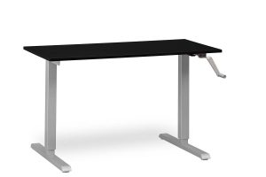Silver Hand Crank Standing Desk Frame W Small Black Desk Top MultiTable