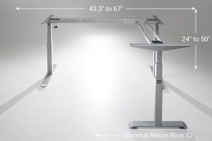 ModDesk Pro L Shaped Standing Desk Silver Frame