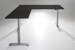 ModDesk Pro L Shaped Standing Desk Silver Frame Black Desk Top Return Left Upgraded Switch