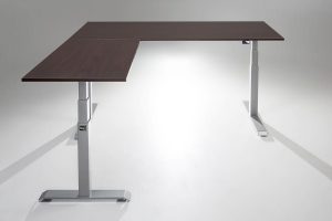 ModDesk Pro L Shaped Standing Desk Silver Frame Espresso Desk Top Return Left