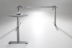 ModDesk Pro L Shaped Standing Desk Silver Frame Return Left