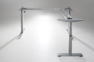 ModDesk Pro L Shaped Standing Desk Silver Frame Return Right