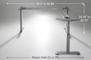 ModDesk Pro L Shaped Standing Desk Silver Frame Specs