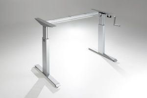 FlexTable Hand Crank Height Adjustable Standing Desk Frame Silver A
