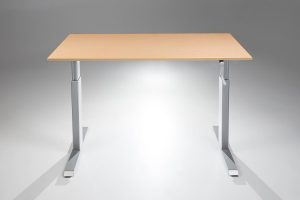 FlexTable Height Adjustable Hand Crank Standing Desk Silver Fusion Maple MultiTable