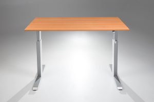 FlexTable Height Adjustable Hand Crank Standing Desk Silver Natural Pear MultiTable
