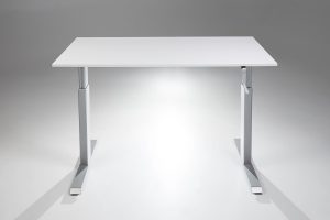 FlexTable Height Adjustable Hand Crank Standing Desk Silver White MultiTable
