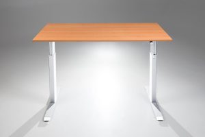 FlexTable Height Adjustable Hand Crank Standing Desk White Natural Pear MultiTable
