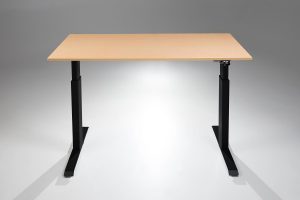 FlexTable Height Adjustable Standing Desk Black Fusion Maple MultiTable