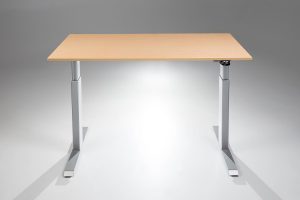 FlexTable Height Adjustable Standing Desk Silver Fusion Maple MultiTable