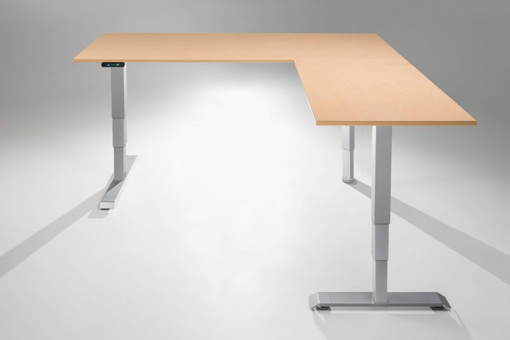 L Shaped Standing Desk Fusion Maple Table Top MultiTable Height Adjustable Desks R