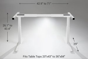 Mod E2 Height Adjustable Standing Desk Frame White Standard 29 MultiTable