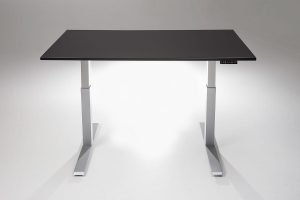 Mod E2 Height Adjustable Standing Desk Silver Base Black Table Top MultiTable