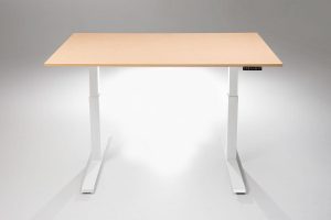 Mod E2 Height Adjustable Standing Desk White Base Fusion Maple Table Top MultiTable