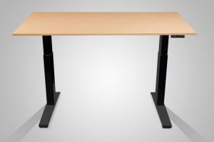 MultiTable Electric Adjustable Height Standing Desk Black Frame Fusion Maple Table Top