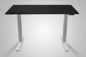 MultiTable Electric Adjustable Height Standing Desk Silver Frame Black Table Top