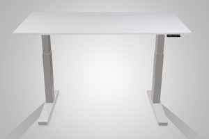 MultiTable Electric Adjustable Height Standing Desk Silver Frame White Table Top