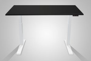 MultiTable Electric Adjustable Height Standing Desk White Frame Black Table Top