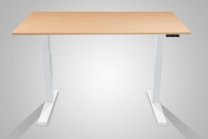 MultiTable Electric Adjustable Height Standing Desk White Frame Fusion Maple Table Top