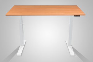 MultiTable Electric Adjustable Height Standing Desk White Frame Natural Pear Table Top