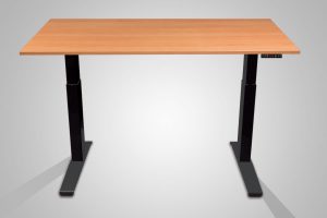 MultiTable Electric Standing Desk Black Frame Natural Pear Table Top