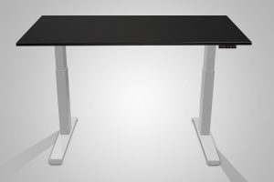 MultiTable Electric Standing Desk Silver Frame Black Table Top