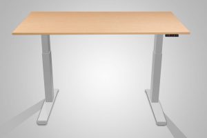 MultiTable Electric Standing Desk Silver Frame Fusion Maple Table Top