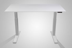 MultiTable Electric Standing Desk Silver Frame White Table Top