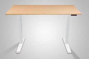 MultiTable Electric Standing Desk White Frame Fusion Maple Table Top