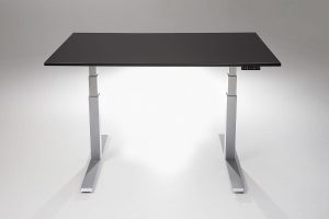 Mod E Pro Height Adjustable Standing Desk Silver Base Black Table Top